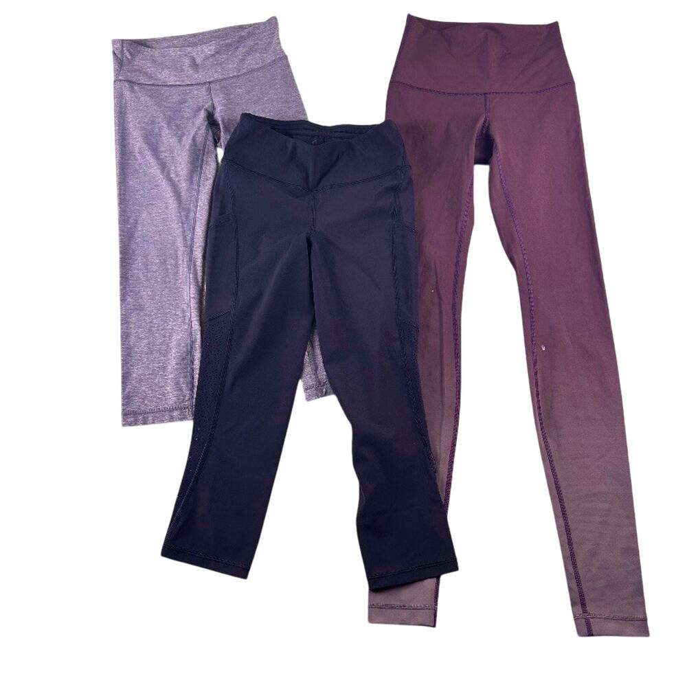 Lot of 3 Pairs‎ Lululemon Leggings & Capri (Size 4) Black, Gray And Ombre- Read